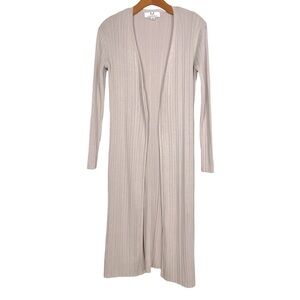 Magaschoni Cardigan Duster Ribbed Open Front Sweater Coastal Quiet Luxury EUC